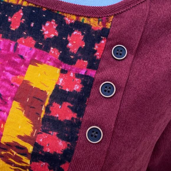 Abstract Multicolor Colorblock Top Blouse Top Long Sleeve Size Med Gracila Tunic - Picture 2 of 10